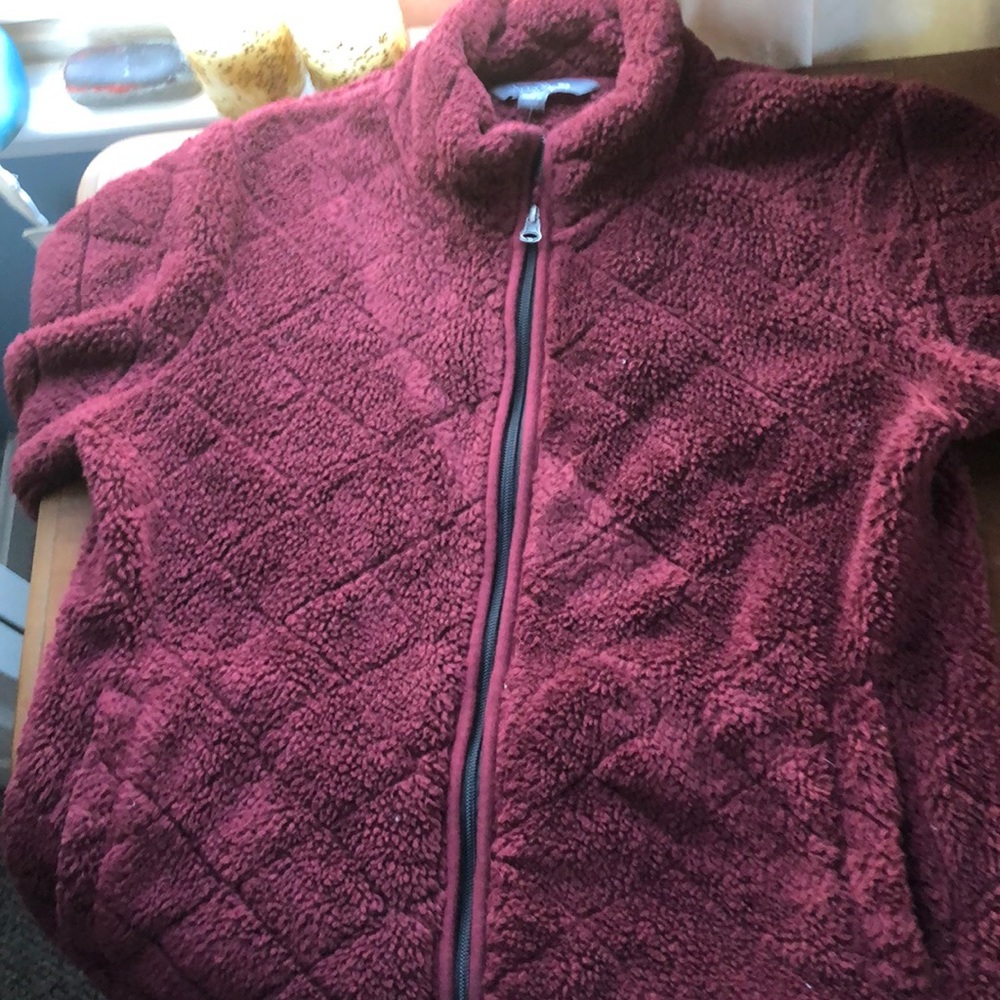 Fluffy burgundy jacket